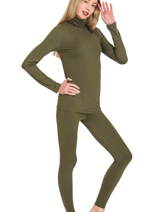 Zenana Outfitters Tops - NWT 2PC Zenana Dark Olive Brushed Dty Microfiber Turtleneck Top & Leggings